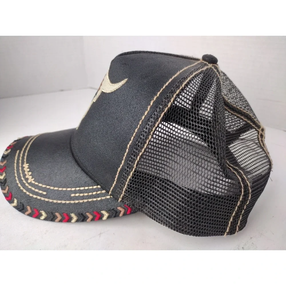 Cruel Denim Hat Adult One Size Adjustable Snap Back Black Mesh Trucker Baseball